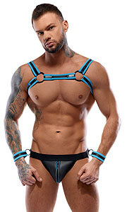 Svenjoyment Johny Jock Bondage Set (Blue), sexy jockstrap and harness set