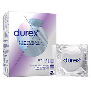 Durex Invisible Extra Lubricated (20 ks), ultra thin condoms