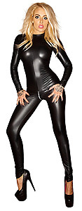 NOIR Wetlook Jumpsuit (Black), wet style overall