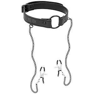 Fetish Submissive Ring Gag & Nipple Clamps