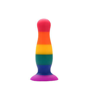 Rainbow pride anal plug COLORFUL LOVE medium silicone 12.5x3.5 cm