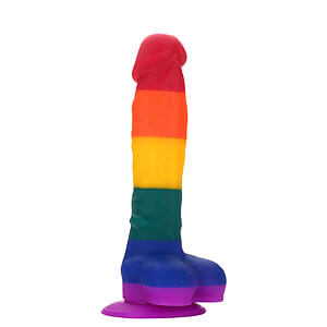 Rainbow pride dildo COLORFUL LOVE medium silicone 20x3.8 cm