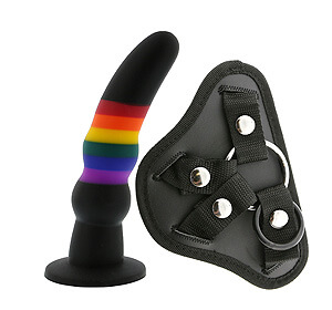 Dream Toys COLORFUL LOVE Strap On Solid Dildo, pride dildo with harness