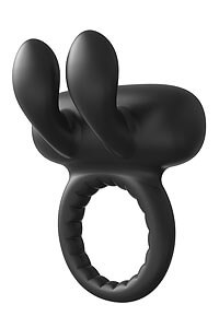 RAMROD Rabbit Vibe Cockring (Black), vibrating rabbit penisring