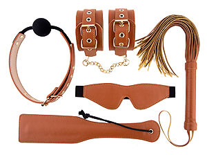 Blaze Elite BDSM Set Vegan Leather (Cognac), faux leather sex set