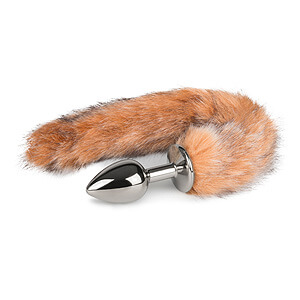 Red fox tail EasyToys no.7 silver anal plug