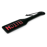 EasyToys Black Leather Paddle BITCH black leather paddle