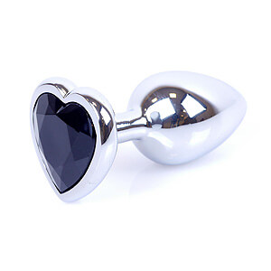 Boss Series Jewellery Silver Heart Plug Black 7 x 2.7 cm